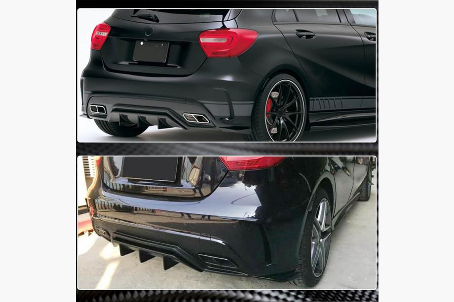 Mercedes A-class W176 2012-2018 Couvre Flap de pare-chocs arrière (pour AMG-Line / A45 AMG HB, Carbone) Photo 3