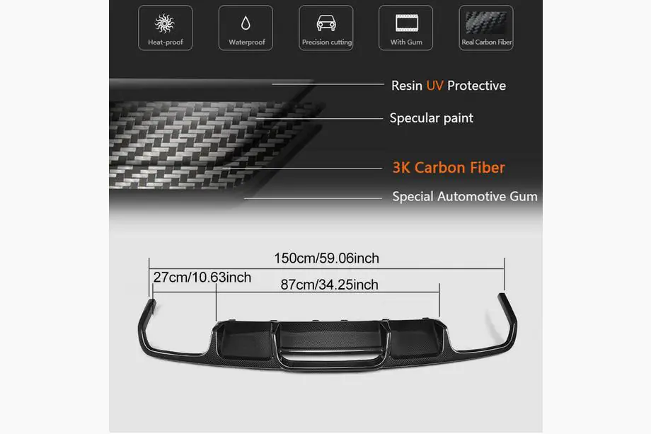 Mercedes CLS C218 2011-2018 Diffuseur de Pare-chocs Arrière (pour Base/CLS63 AMG 2015-2018, Carbone) Photo 6