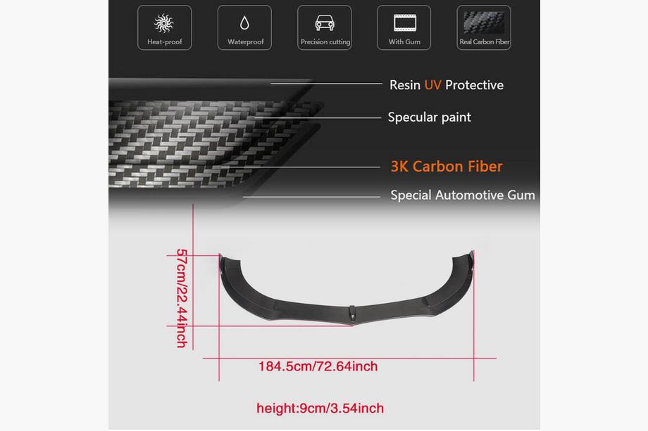 Mercedes CLS C218 2011-2018 Lame avant de pare-chocs (pour Base SD 2015-2018, Carbone) Photo 5