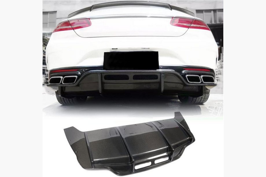 Mercedes S-class C217 Coupe 2014-2020 Diffuseur de pare-chocs arrière pour AMG-Line 2015-2018, Carbone Photo 1