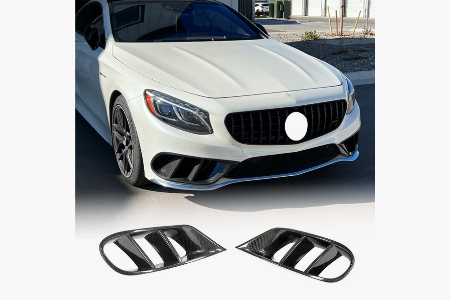 Mercedes S-class C217 Coupe 2014-2020 Inserts de pare-chocs avant (pour AMG-Line 2015-2018, carbone sec) Photo 1