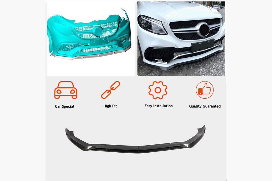 Mercedes GLE coupe C292 2015-2019 Extensions de lèvre de pare-chocs avant (pour GLE63 AMG, Plastique) Photo 2