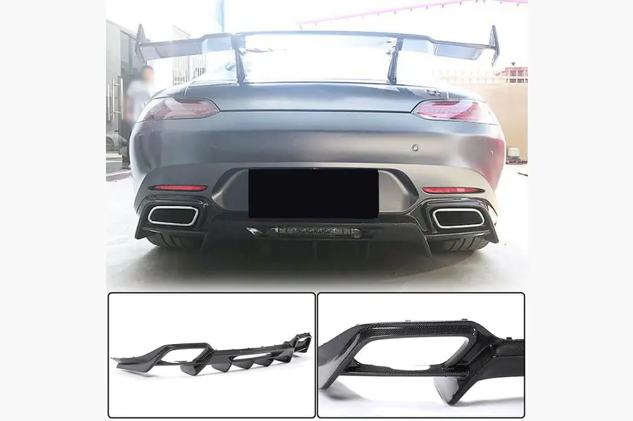 Mercedes AMG GT C190/R190 2014-2022 Diffuseur de pare-chocs arrière (pour 2015-2017, Carbone) Photo 1