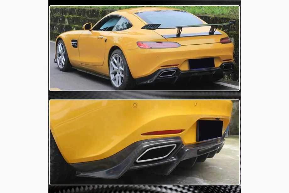 Mercedes AMG GT C190/R190 2014-2022 Diffuseur de pare-chocs arrière (pour 2015-2017, Carbone) Photo 3