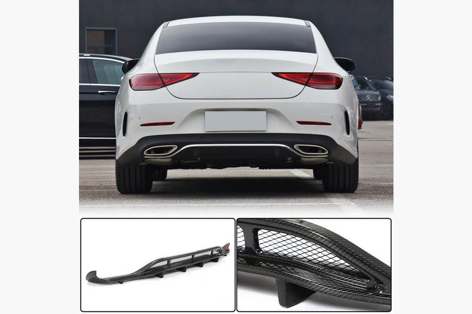 Mercedes CLS C257 2018- Diffuseur de Pare-chocs Arrière V2 pour AMG-Line 2018-2020, Carbone Image