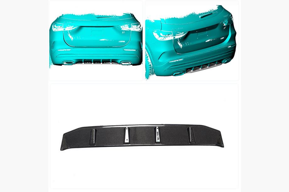 Mercedes GLA H247 2020- Diffuseur de pare-chocs arrière (pour AMG-Line, Carbone) Photo 2