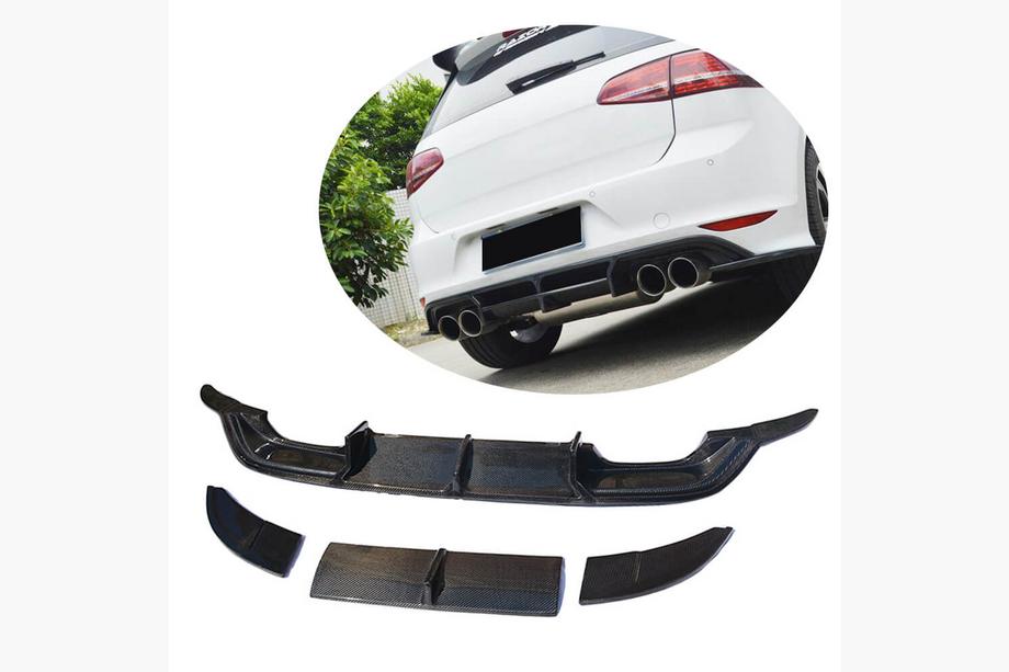 Volkswagen Golf 7/E-Golf 2012-2020 Diffuseur de Pare-chocs Arrière (pour R-Line HB 2012-2017, Carbone) Image