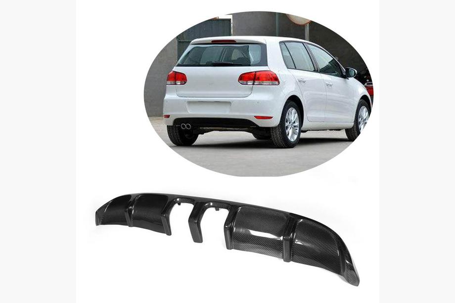 Volkswagen Golf 6 2008-2014 Diffuseur de Pare-chocs Arrière V2 (pour Base HB 2010-2013, Carbone) Image