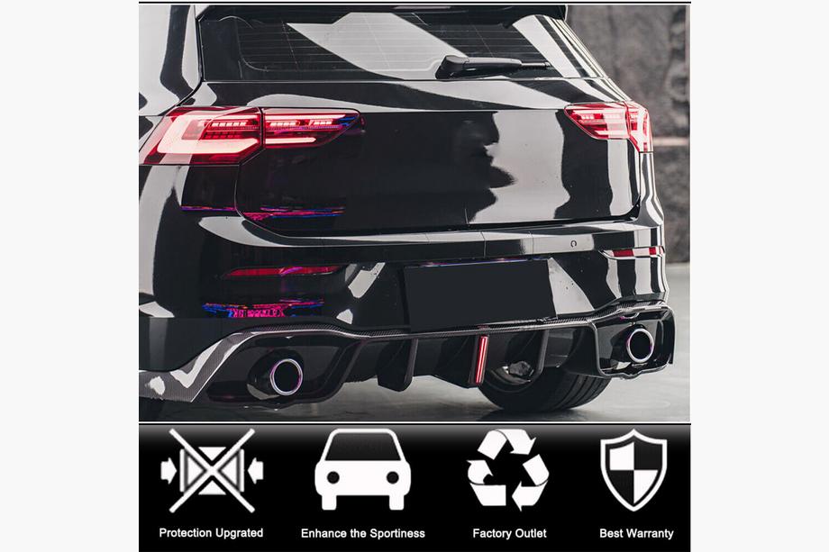 Volkswagen Golf 8 2019- Diffuseur de pare-chocs arrière pour GTI HB, Carbone Photo 2
