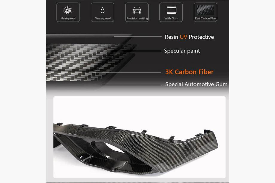 Volkswagen Golf 8 2019- Diffuseur de pare-chocs arrière pour GTI HB, Carbone Photo 5