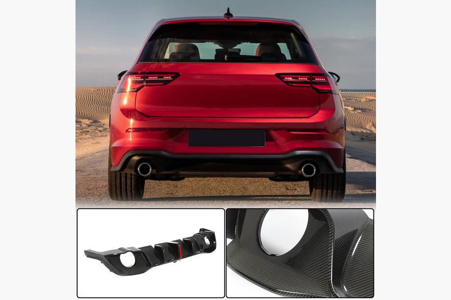 Volkswagen Golf 8 2019- Diffuseur de pare-chocs arrière (pour GTI HB, Carbone Sec) Photo 1
