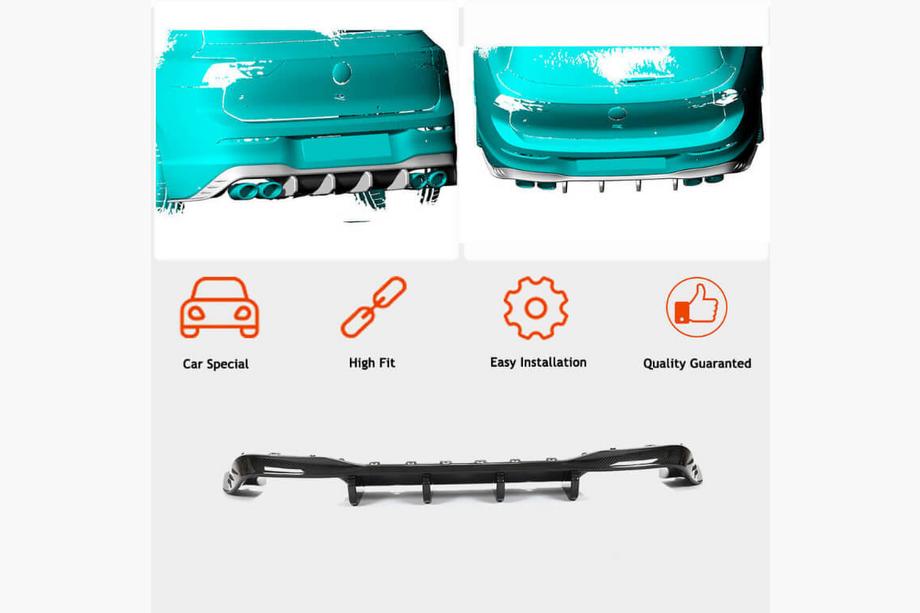 Volkswagen Golf 8 2019- Kit carrosserie complet carbone (pour R EU HB 2019-2024), Carbone Photo 6