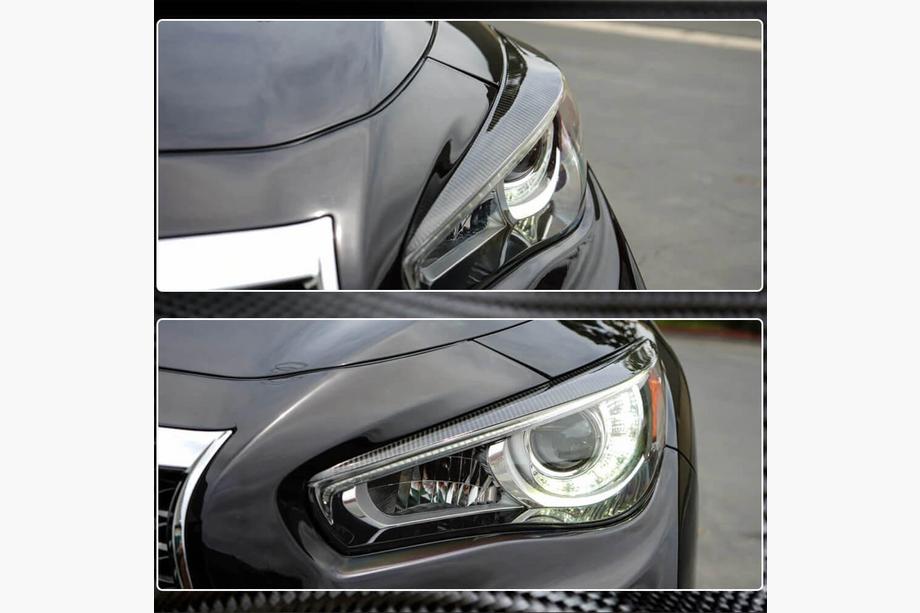 Infiniti Q50/Q60 2013-2024 Paupières de phares (pour Q50 2014-2017, Carbone) Photo 4