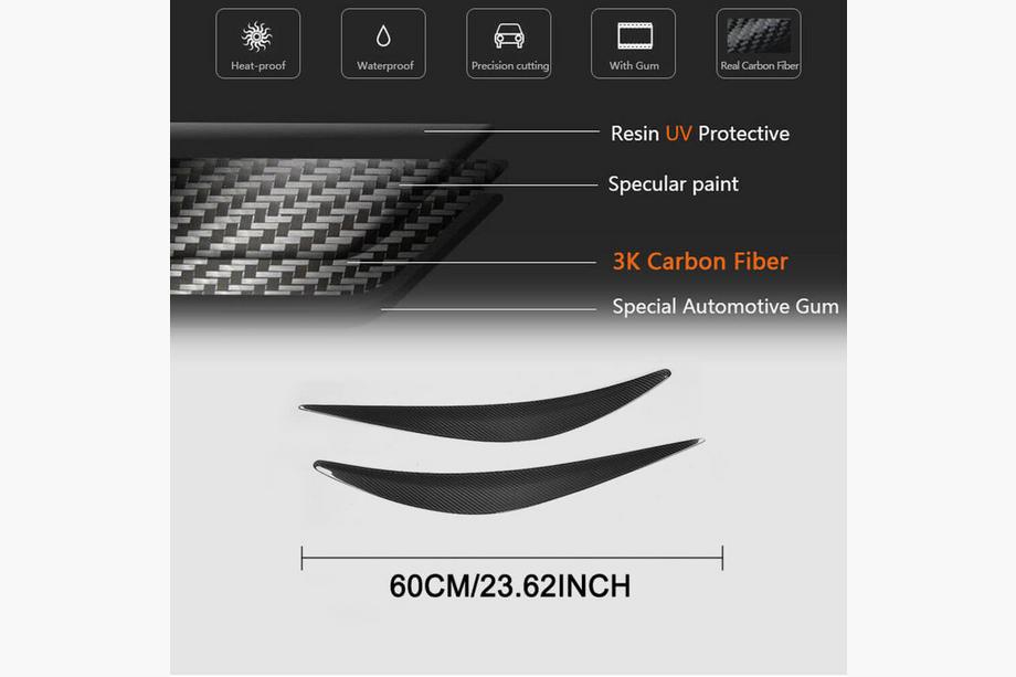 Infiniti Q50/Q60 2013-2024 Paupières de phares (pour Q50 2014-2017, Carbone) Photo 5