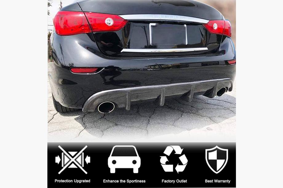 Infiniti Q50/Q60 2013-2024 Diffuseur de Pare-chocs Arrière V1 pour Q50 Base/Sport 2014-2017, Carbone Photo 2