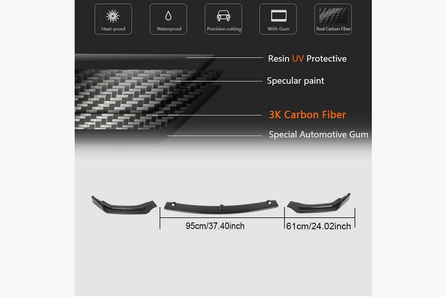 Infiniti Q50/Q60 2013-2024 Lame avant V2 pour Q50 Base 2018-2023, Carbone Photo 3