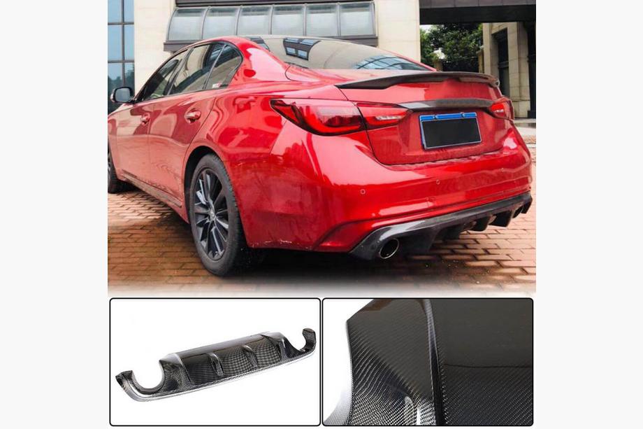 Infiniti Q50/Q60 2013-2024 Diffuseur de Pare-chocs Arrière V2 pour Q50 Base/Sport 2018-2023 Carbone Image