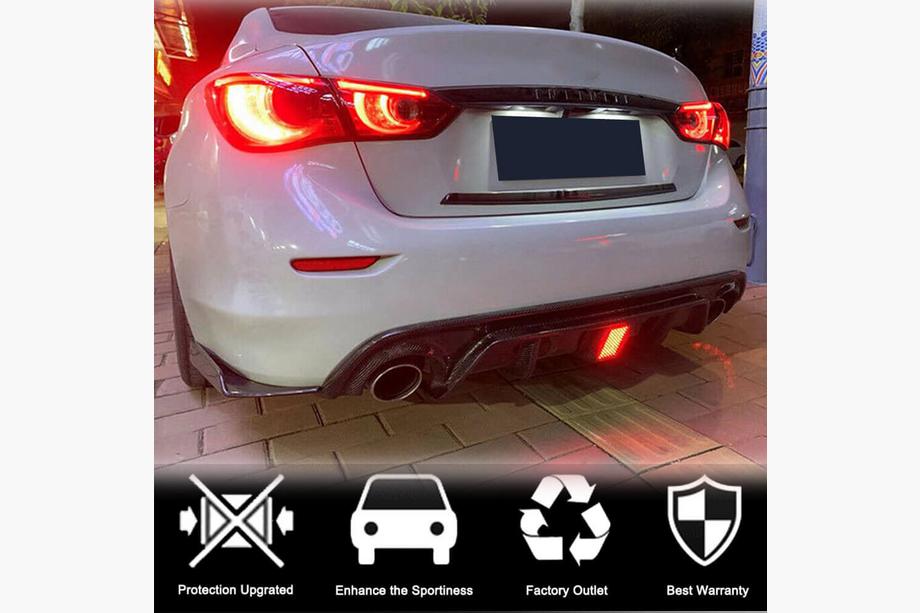 Infiniti Q50/Q60 2013-2024 Diffuseur de Pare-chocs Arrière V3 (pour Q50 Base/Sport 2018-2023, Carbone) Photo 3