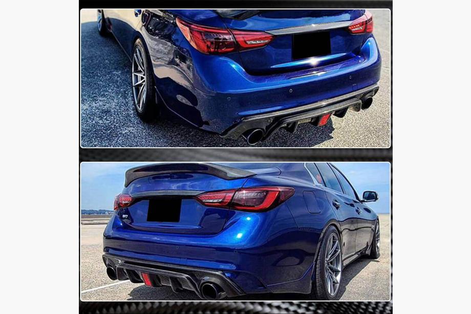 Infiniti Q50/Q60 2013-2024 Diffuseur de Pare-chocs Arrière V3 (pour Q50 Base/Sport 2018-2023, Carbone) Photo 4