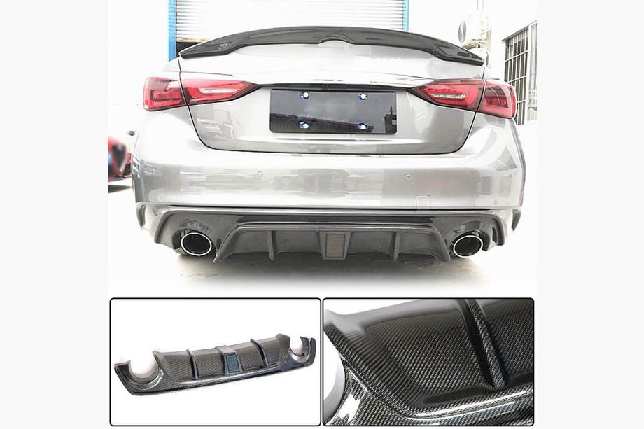 Infiniti Q50/Q60 2013-2024 Diffuseur de Pare-chocs Arrière V3 (pour Q50 Base/Sport 2018-2023, Carbone) Photo 7