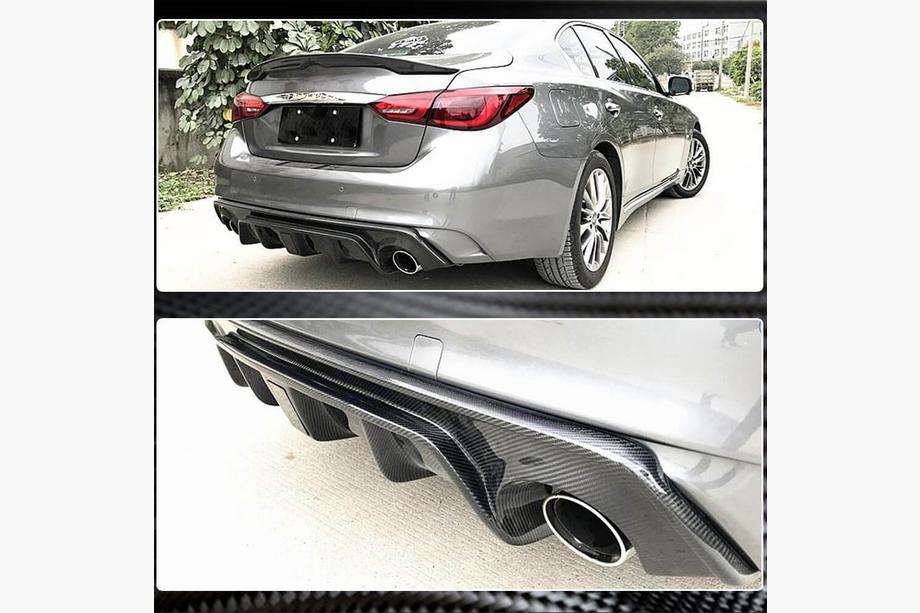 Infiniti Q50/Q60 2013-2024 Diffuseur de Pare-chocs Arrière V3 (pour Q50 Base/Sport 2018-2023, Carbone) Photo 9