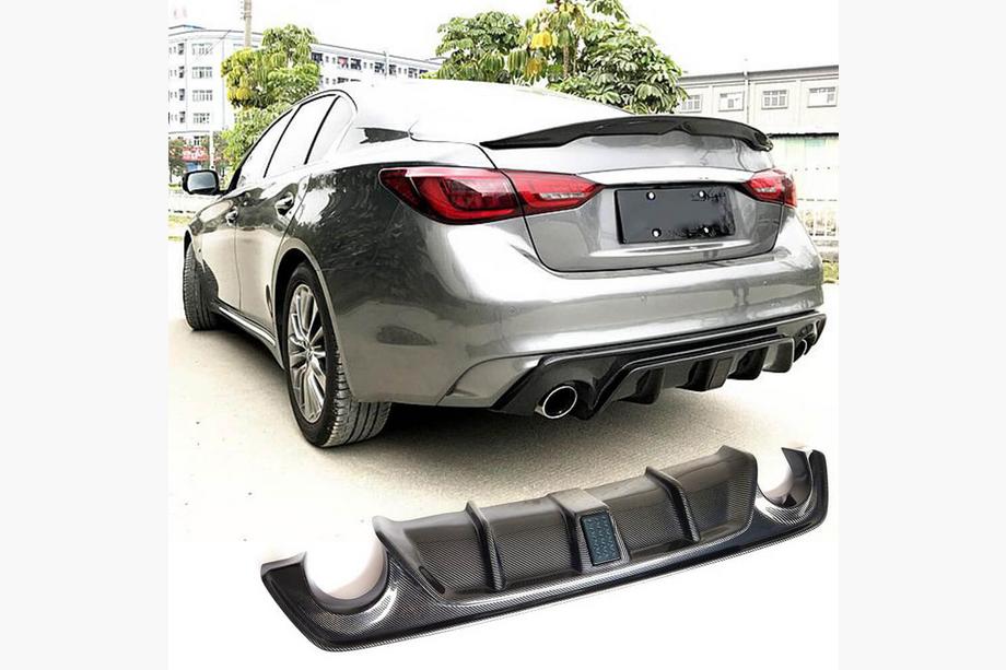 Infiniti Q50/Q60 2013-2024 Diffuseur de Pare-chocs Arrière V3 (pour Q50 Base/Sport 2018-2023, Carbone) Photo 13
