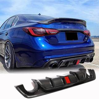 Diffuseur de Pare-chocs Arrière V4 (pour Q50 Base/Sport 2018-2023, Carbone) Infiniti Q50/Q60 2013-2024 photo 2