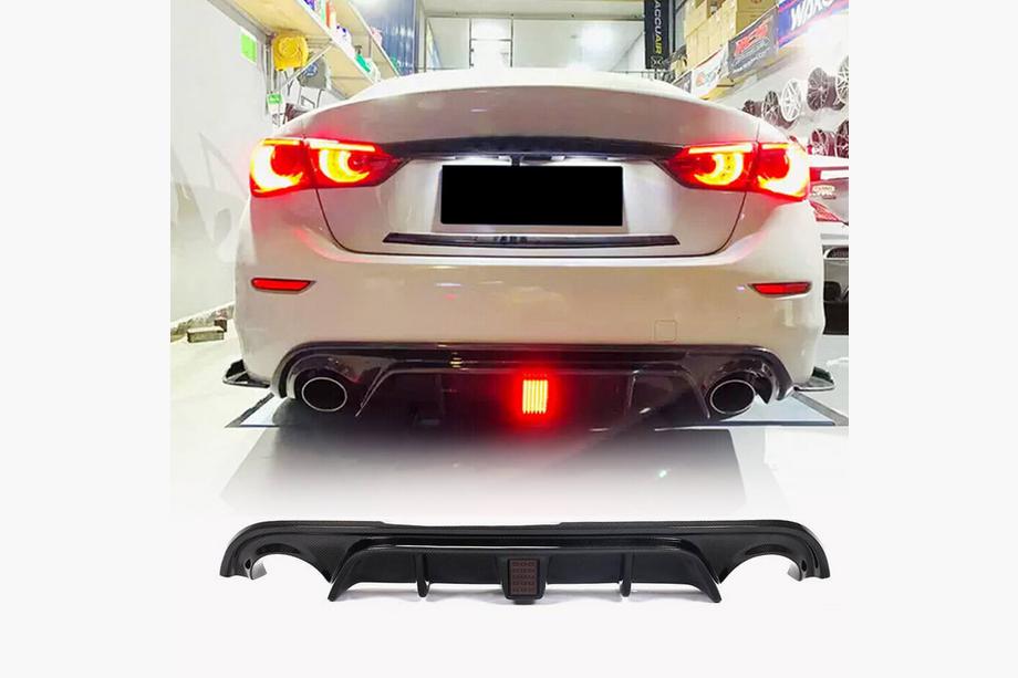 Infiniti Q50/Q60 2013-2024 Diffuseur de Pare-chocs Arrière V4 (pour Q50 Base/Sport 2014-2017, Carbone) Image
