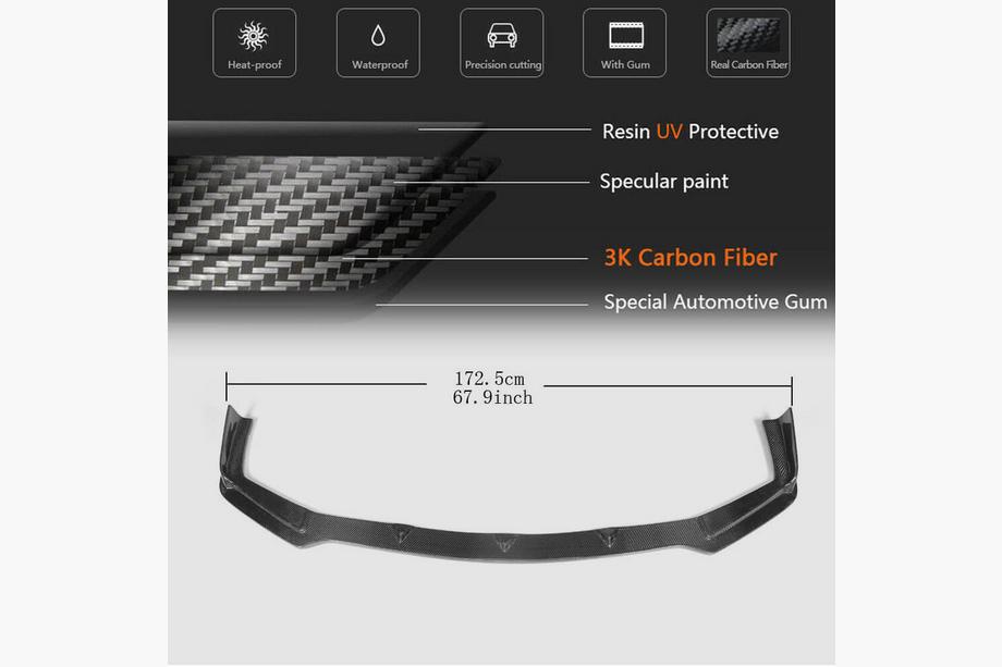 Infiniti Q50/Q60 2013-2024 Lame avant V2 pour Q50 Sport 2014-2017 Carbone Photo 5