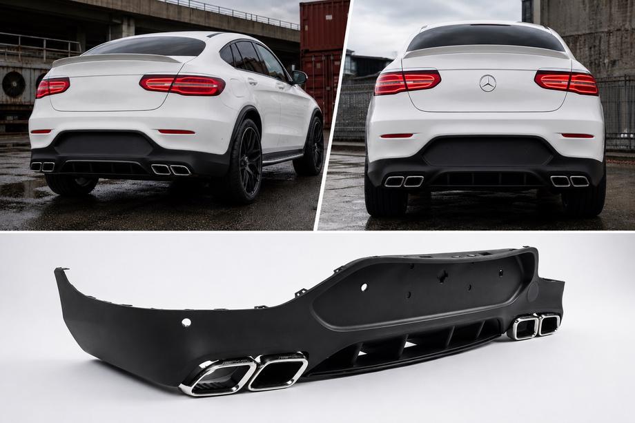 Mercedes GLC coupe C253 2016-2023 Diffuseur Arriere avec Sorties Argent (Design AMG63) Photo 1