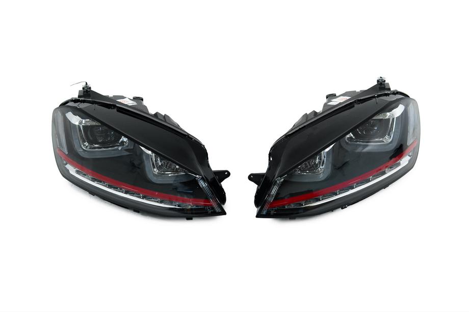 Volkswagen Golf 7/E-Golf 2012-2020 Phares avant Red-V2 (2012-2017, clignotants dynamiques, 2 pcs) Image