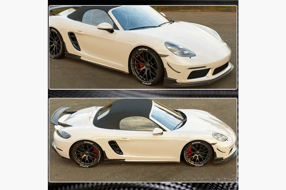 Porsche Boxster/Cayman 982 (718) 2016- Lame avant V1 pour pare-chocs (2016-2019, carbone) Photo 3