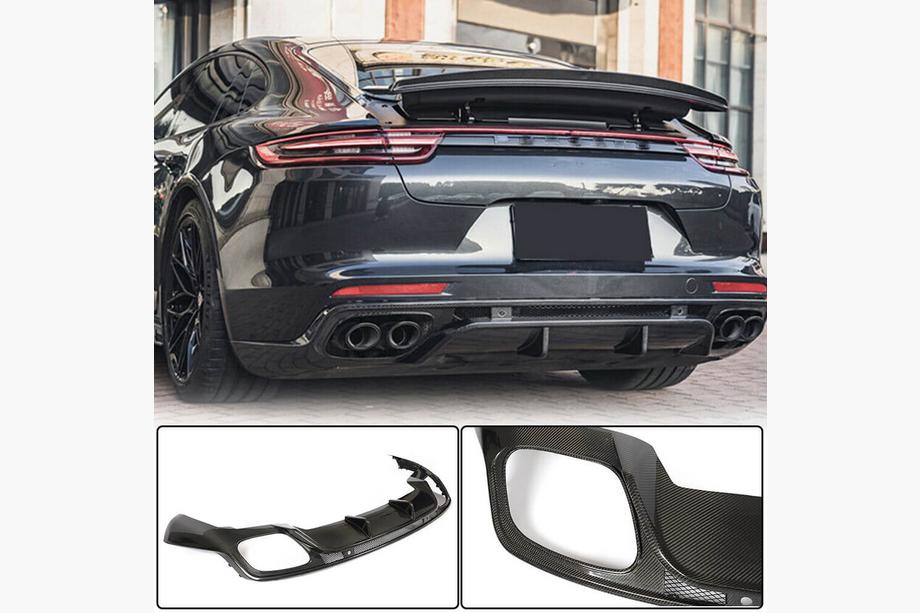 Porsche Panamera 2016-2023 Diffuseur de pare-chocs arrière (2016-2020, Carbone) Photo 1