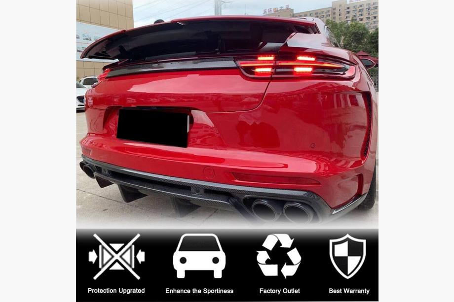 Porsche Panamera 2016-2023 Diffuseur de pare-chocs arrière (2016-2020, Carbone) Photo 3