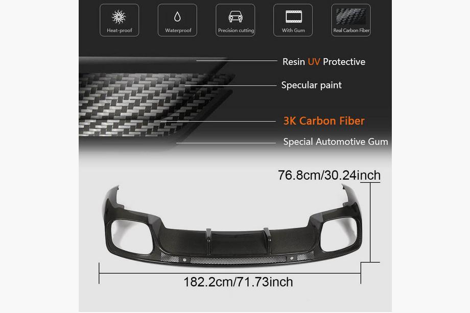 Porsche Panamera 2016-2023 Diffuseur de pare-chocs arrière (2016-2020, Carbone) Photo 6
