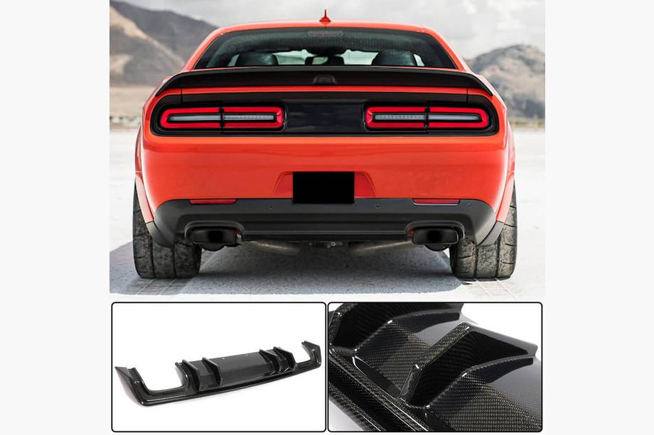 Dodge Challenger 2008-2023 Diffuseur de pare-chocs arrière (2015-2023, Carbone) Image