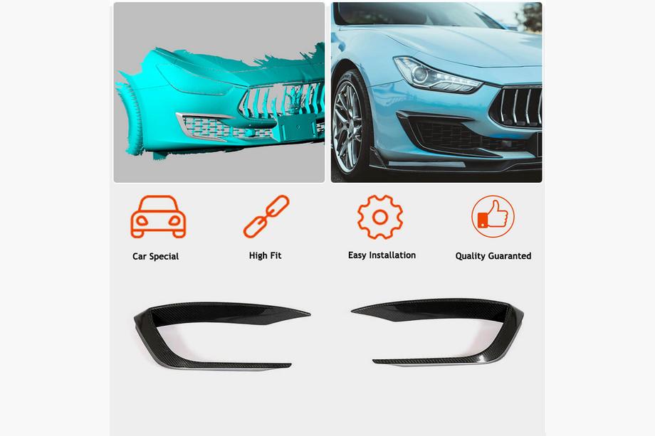 Maserati Ghibli 2013-2023 Caches de Pare-chocs Avant en Carbone (pour Base 2018-2020) Photo 2