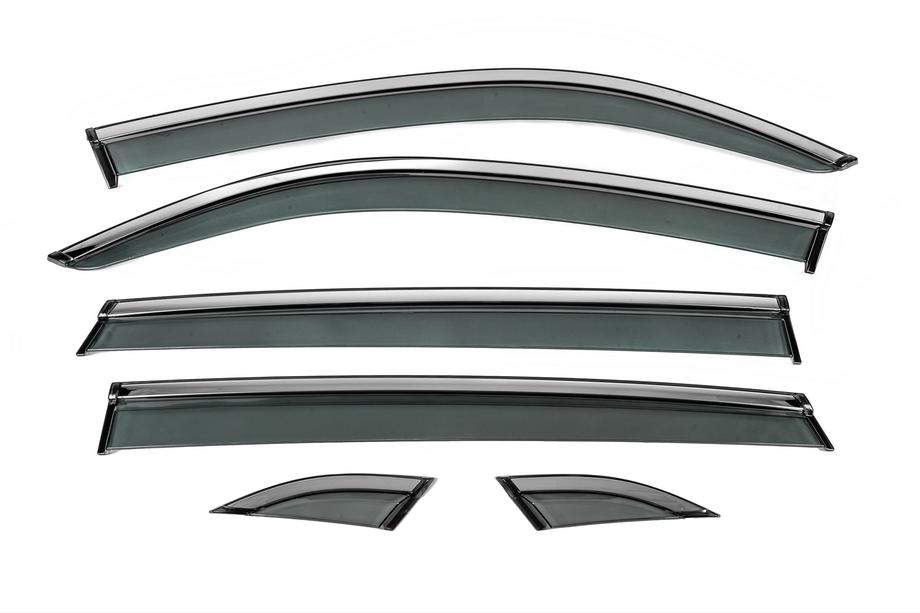 Volkswagen Atlas (Terramont) 2016- Déflecteurs de vitres Niken Luxury avec moulure chromée (pour Terramont X, 6 pcs) Image