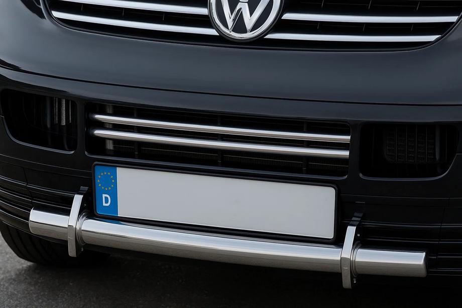 Volkswagen T5 Transporter 2003-2010 Caches pour grille de pare-chocs (2 pcs, inox) Carmos - Acier Inoxydable Turc Image