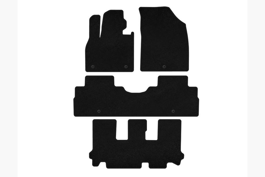 Hyundai Palisade 2018-2025 Tapis de sol textile Deluxe (3 rangées, 8 places, noir) Image