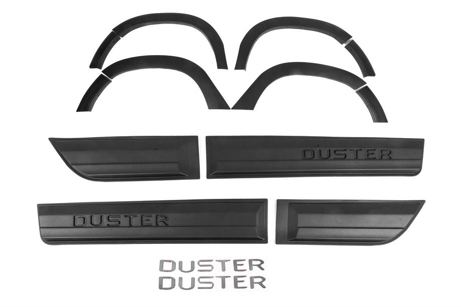 Renault Duster 2018-2024 Extensions d'ailes avec moulures (12 pcs, ABS noir) Image