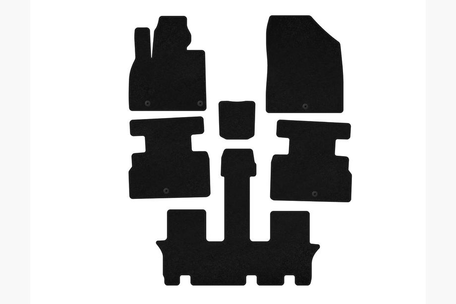 Kia Stonic 2017- Tapis de sol textile Premium (3 rangées, 7 places, Noir) Image