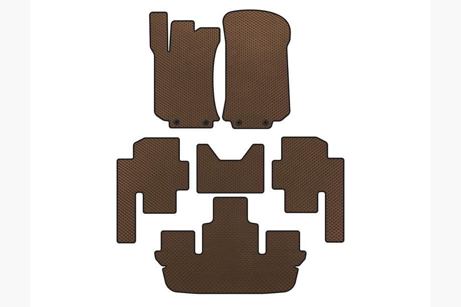 Mercedes R-class W251 2005-2017 Tapis de sol EVA (3 Rangées, Marron) Image