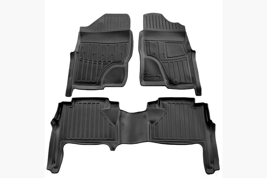 Nissan Navara 2006-2015 Tapis de sol caoutchouc Stingray 3D Conduite à droite (Lot de 3) Photo 1