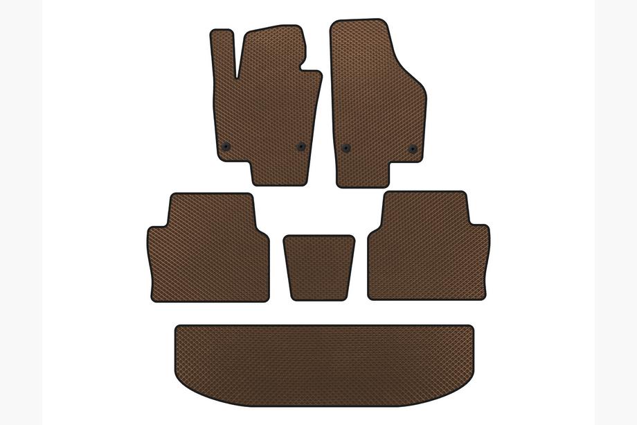 Seat Alhambra 2010- Tapis de sol EVA (3 Rangées, Marron) Image