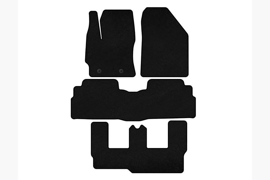 Toyota Verso 2009–2018 Tapis de sol textile Classic (3 rangées, 7 places, Noir) Photo 1