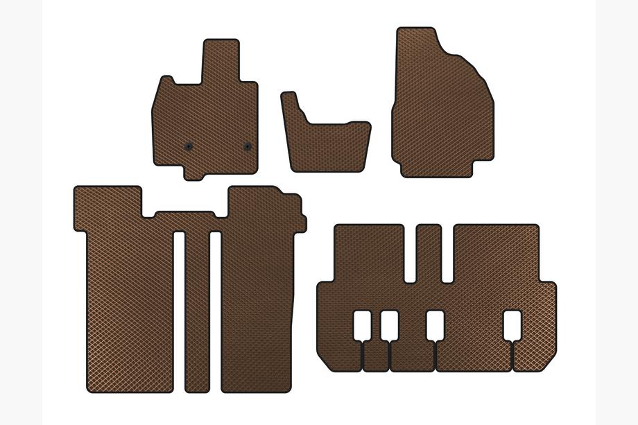 Toyota Previa 2006-2019 Tapis de sol EVA (3 Rangées, 6 Places, Marron) Image
