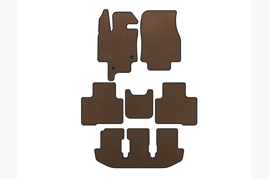 Toyota Highlander 2019- Tapis de sol EVA (3 Rangées, 7 Places, Marron) Photo 1
