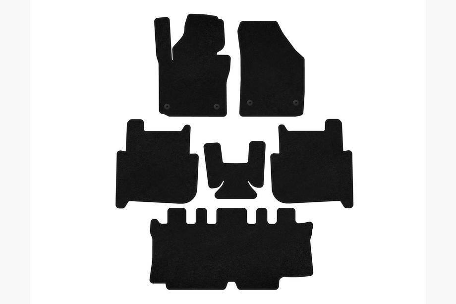Volkswagen Touran 2003-2010 Tapis de Sol Textile Premium (3 Rangées, 2006-2010, 7 Places, Noir) Image