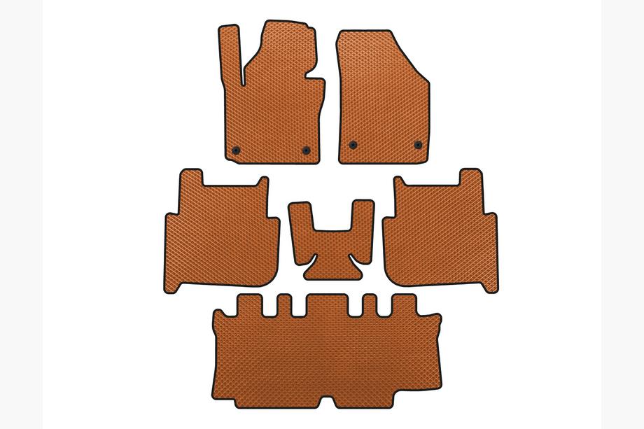 Volkswagen Touran 2003-2010 Tapis de sol EVA (3 Rangées, 2006-2010, 7 Places, Orange) Image